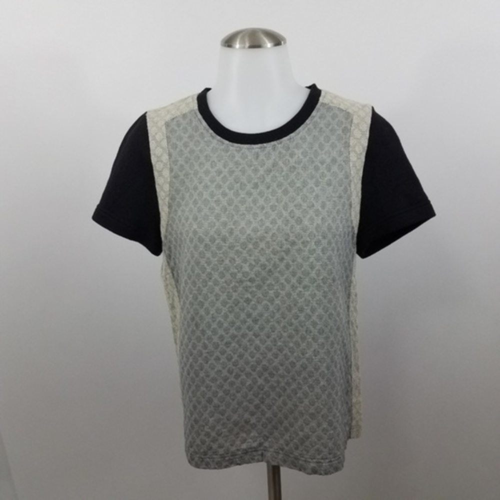 ~ Lou & Grey Top XS Short Sleeve‎ Gray Black Shirt
